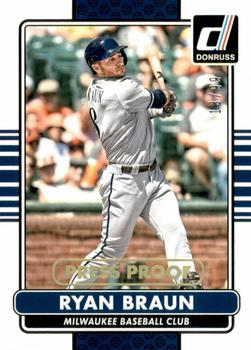 2015 Donruss - Press Proofs Gold #114 Ryan Braun Front