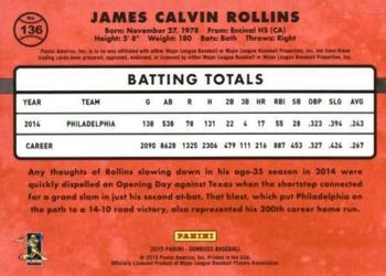 2015 Donruss - Press Proofs Gold #136 Jimmy Rollins Back