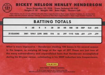 2015 Donruss - Press Proofs Gold #181 Rickey Henderson Back