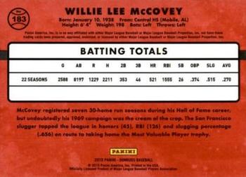 2015 Donruss - Press Proofs Gold #183 Willie McCovey Back