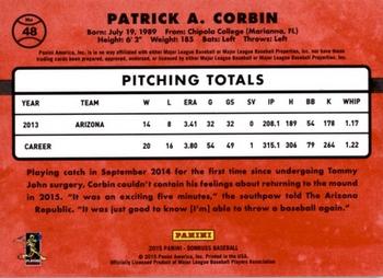 2015 Donruss - Stat Line Season #48 Patrick Corbin Back