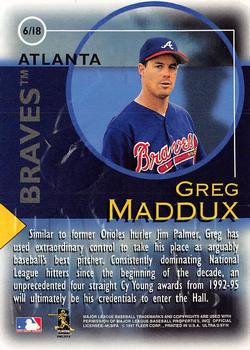1997 Ultra - Fame Game #6 Greg Maddux Back
