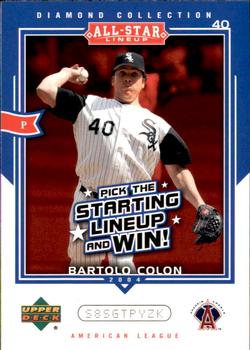 2004 Upper Deck Diamond Collection All-Star Lineup - Game Cards #AS-BC Bartolo Colon Front