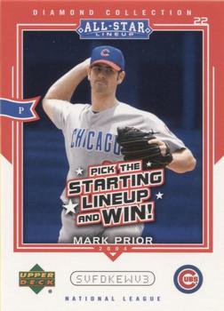 2004 Upper Deck Diamond Collection All-Star Lineup - Game Cards #AS-MP Mark Prior Front