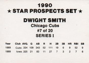 1990 Star Prospects Set Series I (unlicensed) #7 Dwight Smith Back