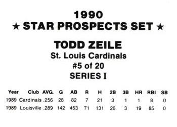 1990 Star Prospects Set Series I (unlicensed) #5 Todd Zeile Back