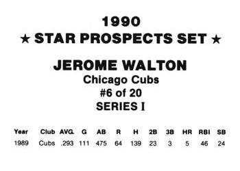 1990 Star Prospects Set Series I (unlicensed) #6 Jerome Walton Back