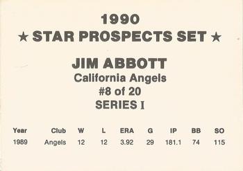 1990 Star Prospects Set Series I (unlicensed) #8 Jim Abbott Back