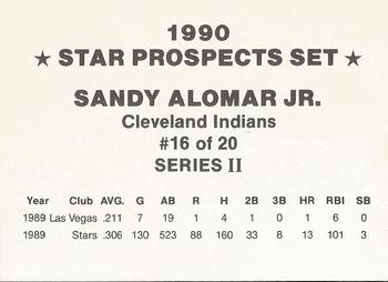 1990 Star Prospects Set Series II (unlicensed) #16 Sandy Alomar Jr. Back