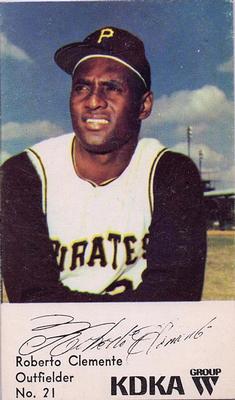 1968 KDKA Pittsburgh Pirates #21 Roberto Clemente Front
