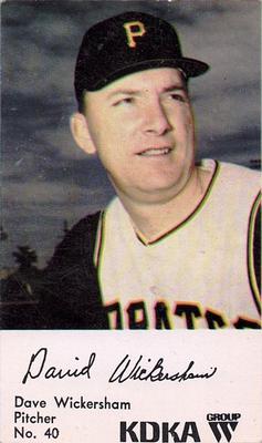 1968 KDKA Pittsburgh Pirates #40 Dave Wickersham Front
