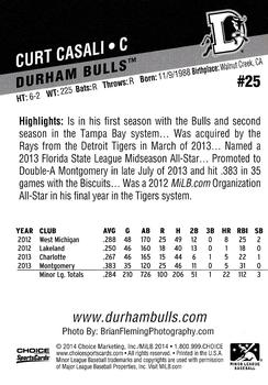 2014 Choice Durham Bulls #25 Curt Casali Back