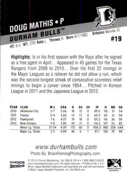 2014 Choice Durham Bulls #19 Doug Mathis Back