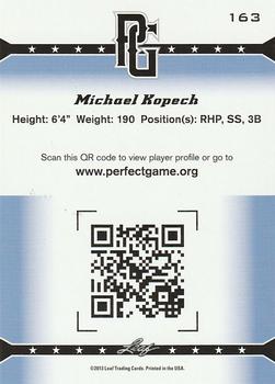 2013 Leaf Perfect Game #163 Michael Kopech Back