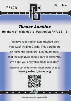2013 Leaf Perfect Game - Autographs Blue #A-TL3 Turner Larkins Back
