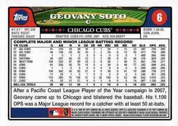 2008 Topps Gift Sets Chicago Cubs #6 Geovany Soto Back