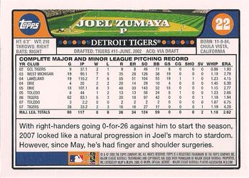 2008 Topps Gift Sets Detroit Tigers #22 Joel Zumaya Back