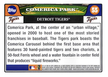 2008 Topps Gift Sets Detroit Tigers #55 Comerica Park Back