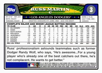 2008 Topps Gift Sets Los Angeles Dodgers #3 Russell Martin Back