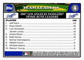 2008 Topps Gift Sets Los Angeles Dodgers #4 Jeff Kent / Russell Martin / James Loney Back