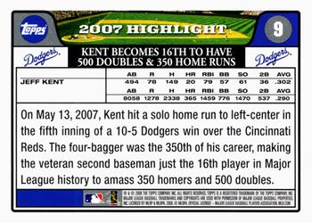 2008 Topps Gift Sets Los Angeles Dodgers #9 Jeff Kent Back