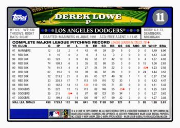 2008 Topps Gift Sets Los Angeles Dodgers #11 Derek Lowe Back