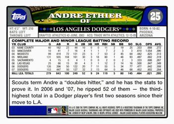 2008 Topps Gift Sets Los Angeles Dodgers #25 Andre Ethier Back