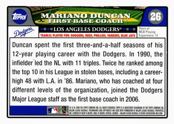 2008 Topps Gift Sets Los Angeles Dodgers #26 Mariano Duncan Back