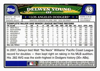 2008 Topps Gift Sets Los Angeles Dodgers #43 Delwyn Young Back