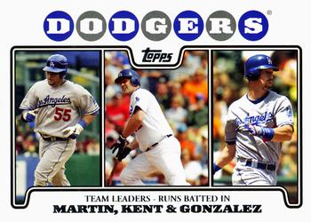 2008 Topps Gift Sets Los Angeles Dodgers #47 Russell Martin / Jeff Kent / Luis Gonzalez Front