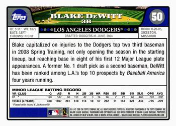 2008 Topps Gift Sets Los Angeles Dodgers #50 Blake DeWitt Back