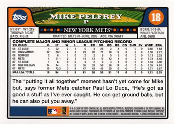 2008 Topps Gift Sets New York Mets #18 Mike Pelfrey Back