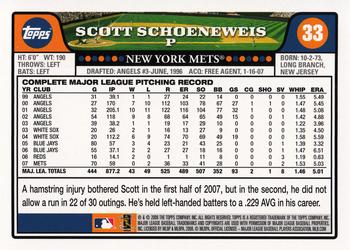 2008 Topps Gift Sets New York Mets #33 Scott Schoeneweis Back