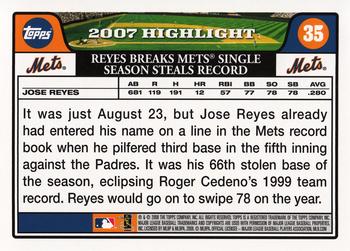 2008 Topps Gift Sets New York Mets #35 Jose Reyes Back