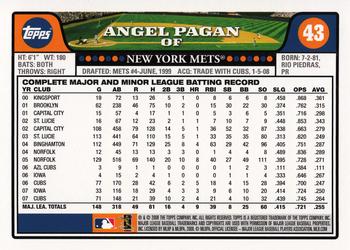 2008 Topps Gift Sets New York Mets #43 Angel Pagan Back