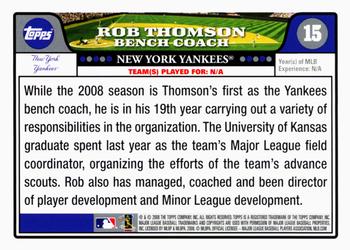 2008 Topps Gift Sets New York Yankees #15 Rob Thomson Back
