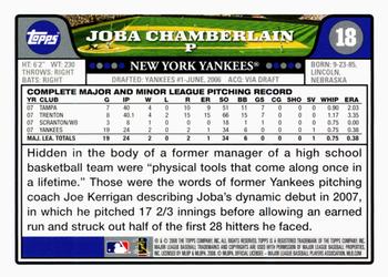 2008 Topps Gift Sets New York Yankees #18 Joba Chamberlain Back