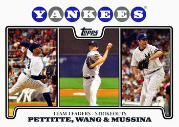 2008 Topps Gift Sets New York Yankees #19 Andy Pettitte / Chien-Ming Wang / Mike Mussina Front