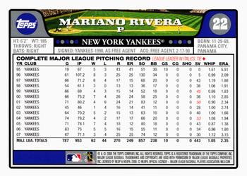 2008 Topps Gift Sets New York Yankees #22 Mariano Rivera Back