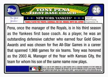 2008 Topps Gift Sets New York Yankees #26 Tony Pena Back