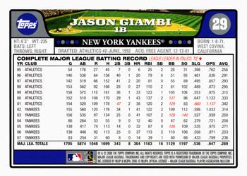 2008 Topps Gift Sets New York Yankees #29 Jason Giambi Back
