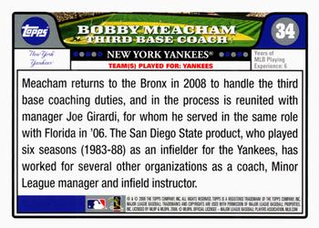 2008 Topps Gift Sets New York Yankees #34 Bobby Meacham Back