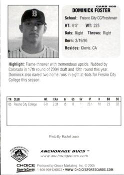 2005 Choice Anchorage Bucs #08 Dominick Foster Back