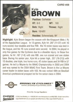 2005 Choice Brooklyn Cyclones #09 Kyle Brown Back