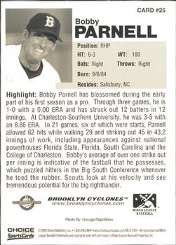 2005 Choice Brooklyn Cyclones #25 Bobby Parnell Back
