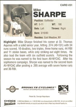 2005 Choice Brooklyn Cyclones #31 Mike Sharpe Back