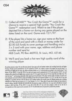 1997 Collector's Choice - You Crash the Game #CG4 Brady Anderson Back