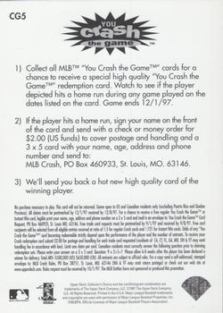 1997 Collector's Choice - You Crash the Game #CG5 Rafael Palmeiro Back