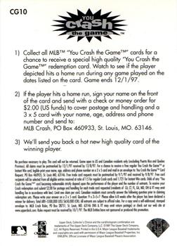 1997 Collector's Choice - You Crash the Game #CG10 Frank Thomas Back