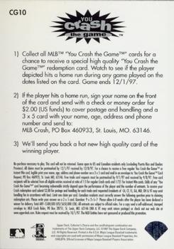 1997 Collector's Choice - You Crash the Game #CG10 Frank Thomas Back